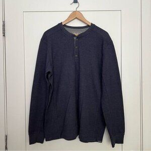 Eddie Bauer Thermal Shirt Mens Size XL Tall Heather Navy Long Sleeve Ultrasoft